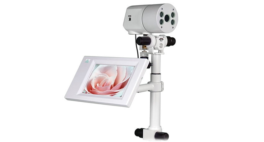 Кольпоскоп с видеголовкой и просмотровым устройством, прямой штатив