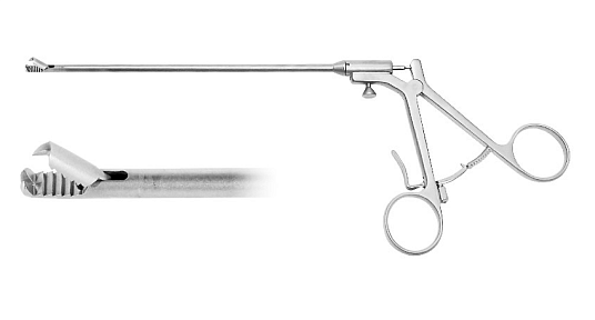 Зажим артроскопический с кремальерой для извлечения свободных и инородных тел (менисковый)