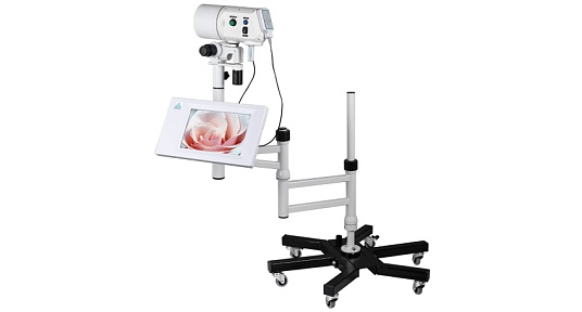 Кольпоскоп с видеголовкой и просмотровым устройством, консольный штатив